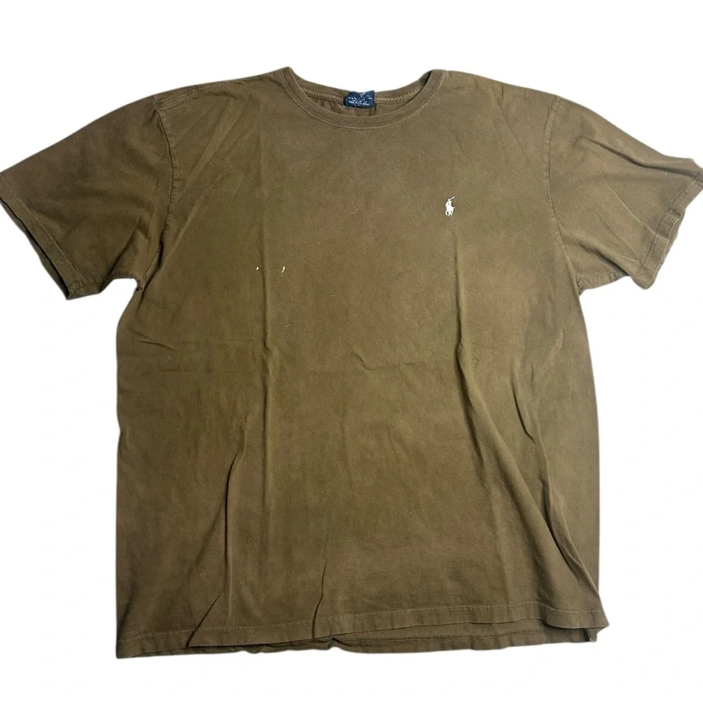 Polo Ralph Lauren T-Shirt Brown Mens XL Classic Pony Logo Distressed‎ Fade